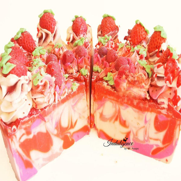Strawberry Bliss Handmade Artisan Vegan Soap Cake Slice