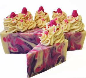 Black Raspberry Vanilla Handmade Artisan Vegan Soap Cake Slice